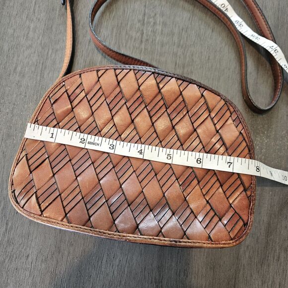 Etienne Aigner Woven Leather Bucket Crossbody Bag Brown Vintage 90s Boho Rare - Picture 10 of 10